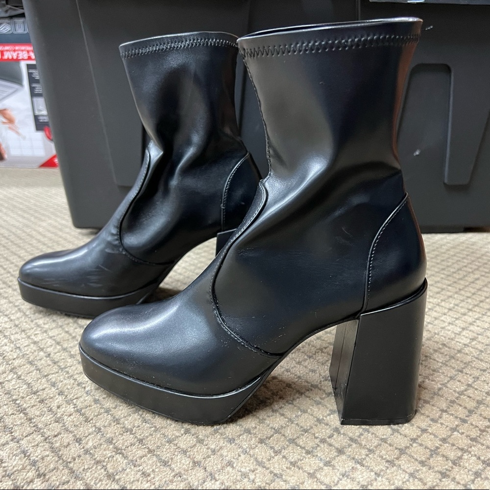 Pull&Bear platform vegan leather sock boot